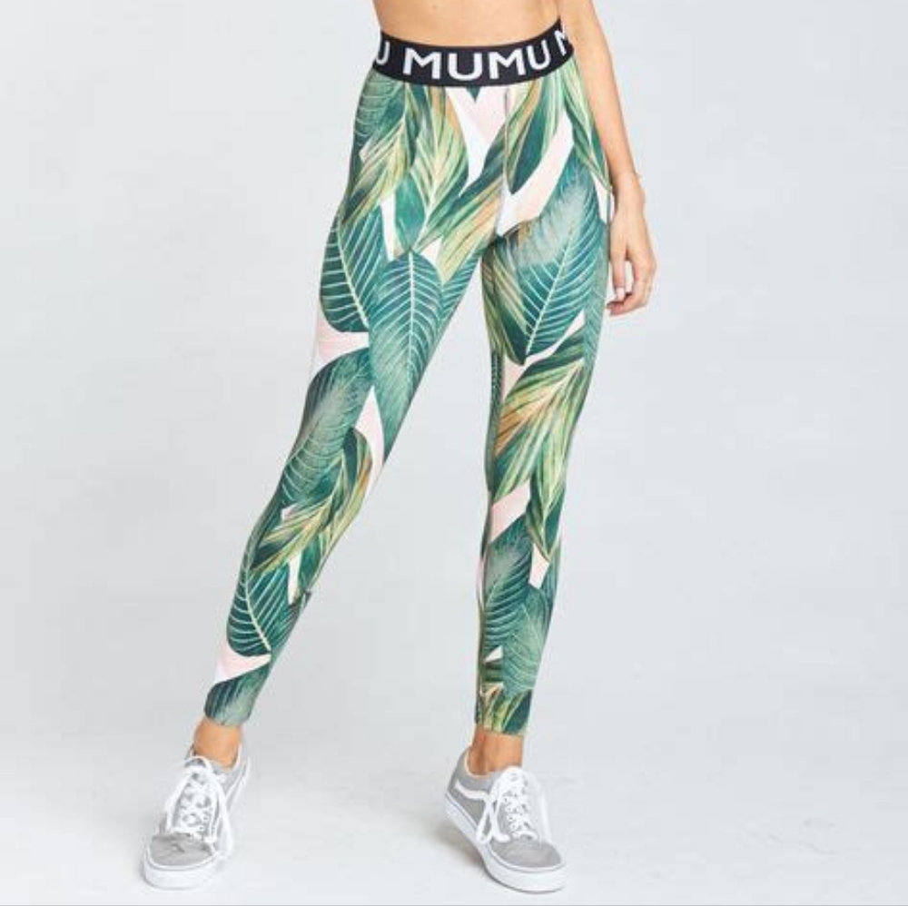 NWT, Show Me Your MuMu Peachy Palm Rozaline Logo Leggings